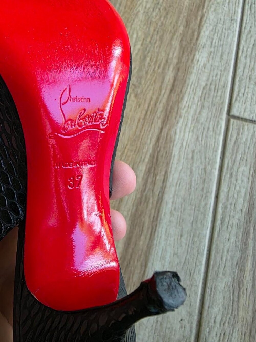 Christian Louboutin Black Lizard Print Slingback Shoes Eur. 37 - Picture 12 of 13